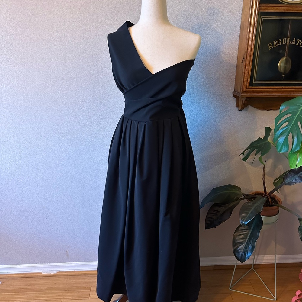 Vintage Preen by Thornton Bregazzi Elegant Black One-Shoulder Dress